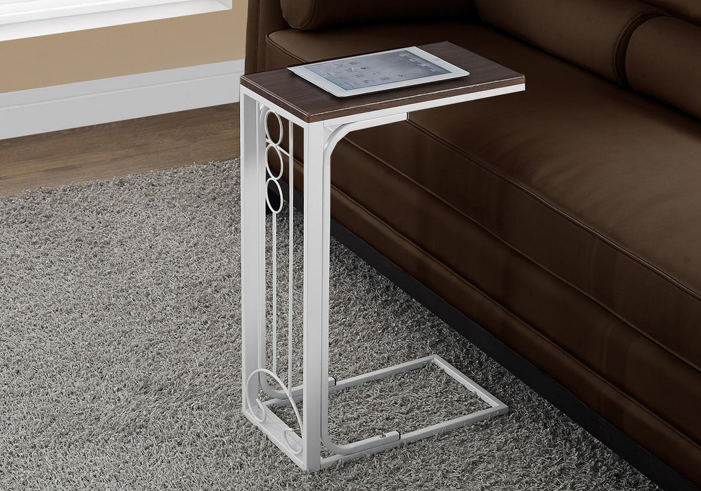 Monarch Specialties I 3136 Accent Table, C-shaped, End, Side, Snack, Living Room, Bedroom, Metal, Laminate, Brown, White, Transitional - - Mounts For Less