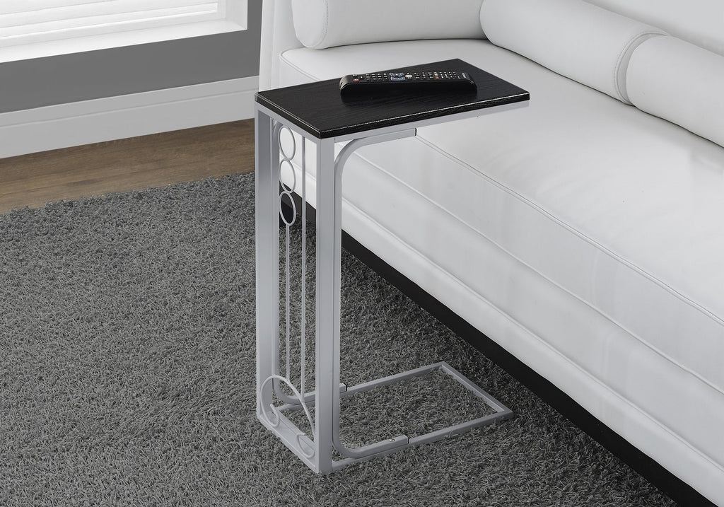 Monarch Specialties I 3137 Accent Table, C-shaped, End, Side, Snack, Living Room, Bedroom, Metal, Laminate, Black, Grey, Transitional - - Mounts For Less