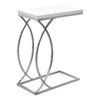 Monarch Specialties I 3184 Accent Table, C-shaped, End, Side, Snack, Living Room, Bedroom, Metal, Laminate, Glossy White, Chrome, Contemporary, Modern - - Mounts For Less