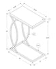 Monarch Specialties I 3185 Accent Table, C-shaped, End, Side, Snack, Living Room, Bedroom, Metal, Laminate, Grey, Chrome, Contemporary, Modern - - Mounts For Less