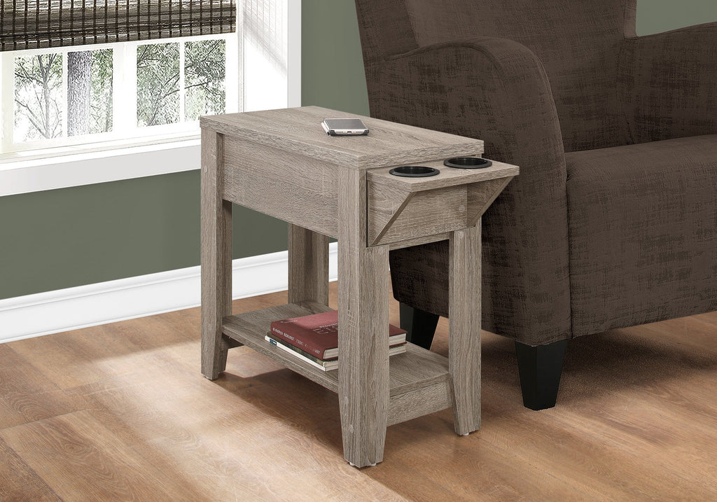 Monarch Specialties I 3198 Accent Table, Side, End, Storage, Lamp, Living Room, Bedroom, Laminate, Dark Taupe, Transitional - - Mounts For Less