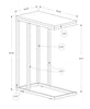Monarch Specialties I 3228 Accent Table, C-shaped, End, Side, Snack, Living Room, Bedroom, Metal, Laminate, Grey, Chrome, Contemporary, Modern - - Mounts For Less