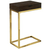 Monarch Specialties I 3236 Accent Table, C-shaped, End, Side, Snack, Storage Drawer, Living Room, Bedroom, Metal, Laminate, Brown, Gold, Contemporary, Modern - - Mounts For Less
