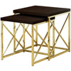 Monarch Specialties I 3237 Nesting Table, Set Of 2, Side, End, Metal, Accent, Living Room, Bedroom, Metal, Laminate, Brown, Gold, Contemporary, Modern - - Mounts For Less