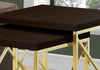 Monarch Specialties I 3237 Nesting Table, Set Of 2, Side, End, Metal, Accent, Living Room, Bedroom, Metal, Laminate, Brown, Gold, Contemporary, Modern - - Mounts For Less