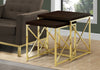 Monarch Specialties I 3237 Nesting Table, Set Of 2, Side, End, Metal, Accent, Living Room, Bedroom, Metal, Laminate, Brown, Gold, Contemporary, Modern - - Mounts For Less