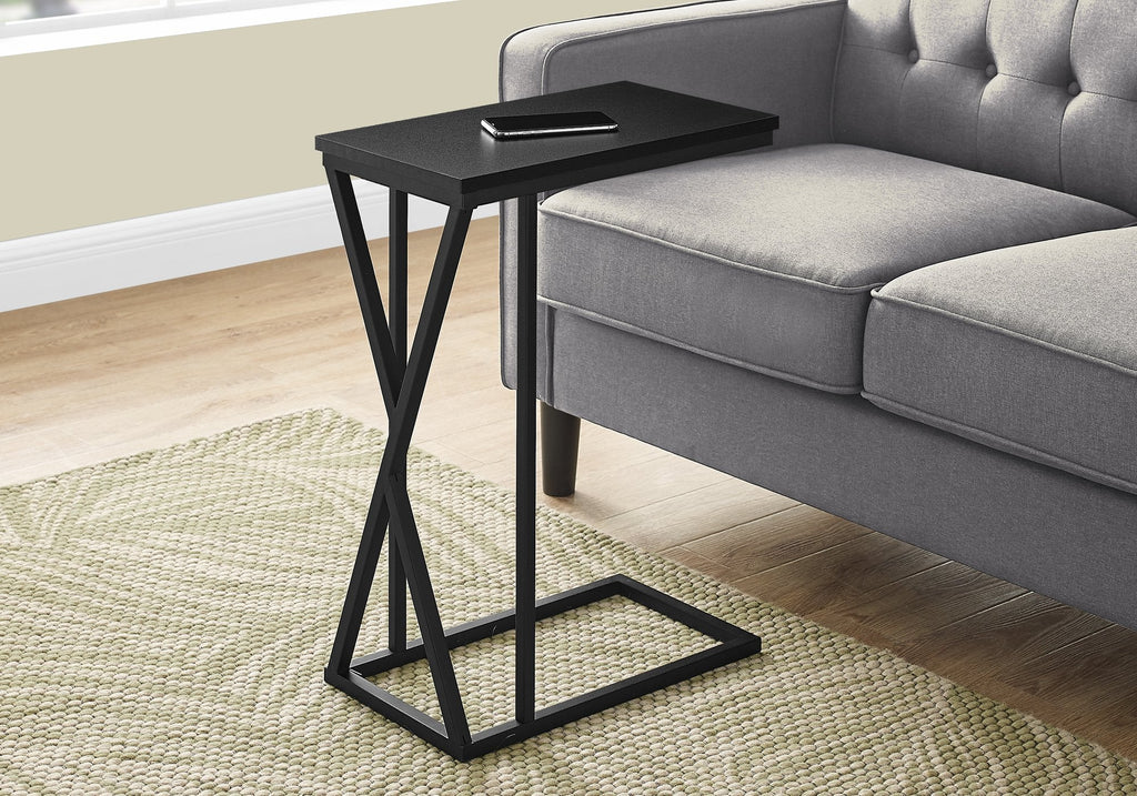Monarch Specialties I 3247 Accent Table, C-shaped, End, Side, Snack, Living Room, Bedroom, Metal, Laminate, Black, Contemporary, Modern - - Mounts For Less