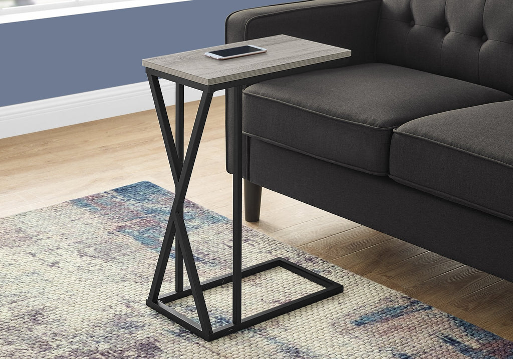 Monarch Specialties I 3248 Accent Table, C-shaped, End, Side, Snack, Living Room, Bedroom, Metal, Laminate, Grey, Black, Contemporary, Modern - - Mounts For Less