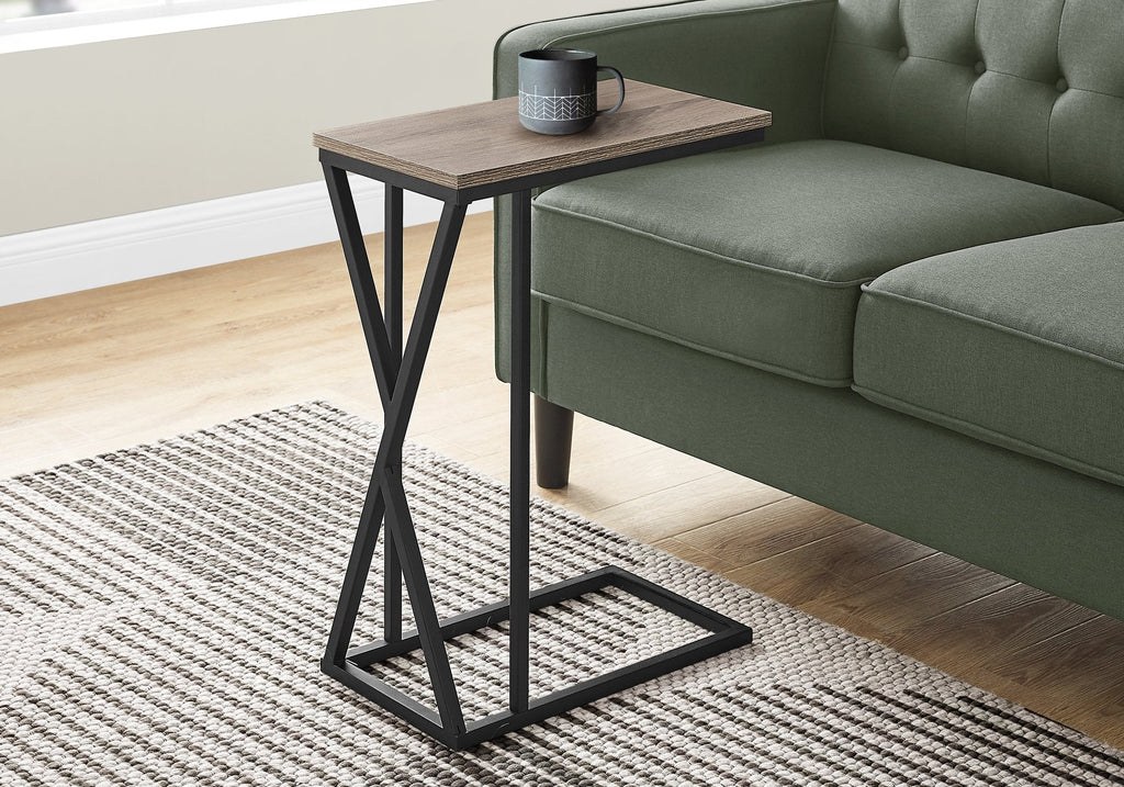 Monarch Specialties I 3249 Accent Table, C-shaped, End, Side, Snack, Living Room, Bedroom, Metal, Laminate, Brown, Black, Contemporary, Modern - - Mounts For Less