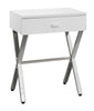 Monarch Specialties I 3262 Accent Table, Side, End, Nightstand, Lamp, Storage Drawer, Living Room, Bedroom, Metal, Laminate, Glossy White, Chrome, Contemporary, Modern - - Mounts For Less