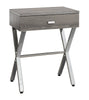 Monarch Specialties I 3263 Accent Table, Side, End, Nightstand, Lamp, Storage Drawer, Living Room, Bedroom, Metal, Laminate, Brown, Chrome, Contemporary, Modern - - Mounts For Less