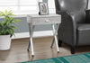 Monarch Specialties I 3264 Accent Table, Side, End, Nightstand, Lamp, Storage Drawer, Living Room, Bedroom, Metal, Laminate, Grey, Chrome, Contemporary, Modern - - Mounts For Less