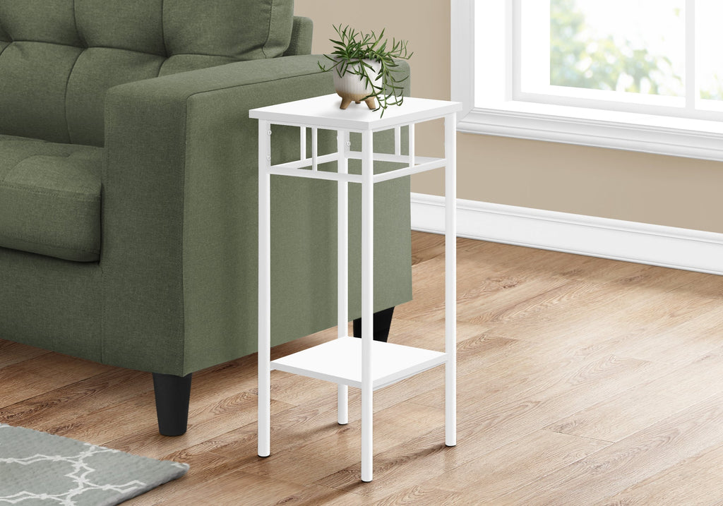Monarch Specialties I 3279 Accent Table, Side, End, Plant Stand, Square, Living Room, Bedroom, Metal, Laminate, White, Contemporary, Modern - - Mounts For Less