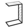 Monarch Specialties I 3300 Accent Table, C-shaped, End, Side, Snack, Living Room, Bedroom, Metal, Laminate, White Marble Look, Black, Contemporary, Modern - - Mounts For Less