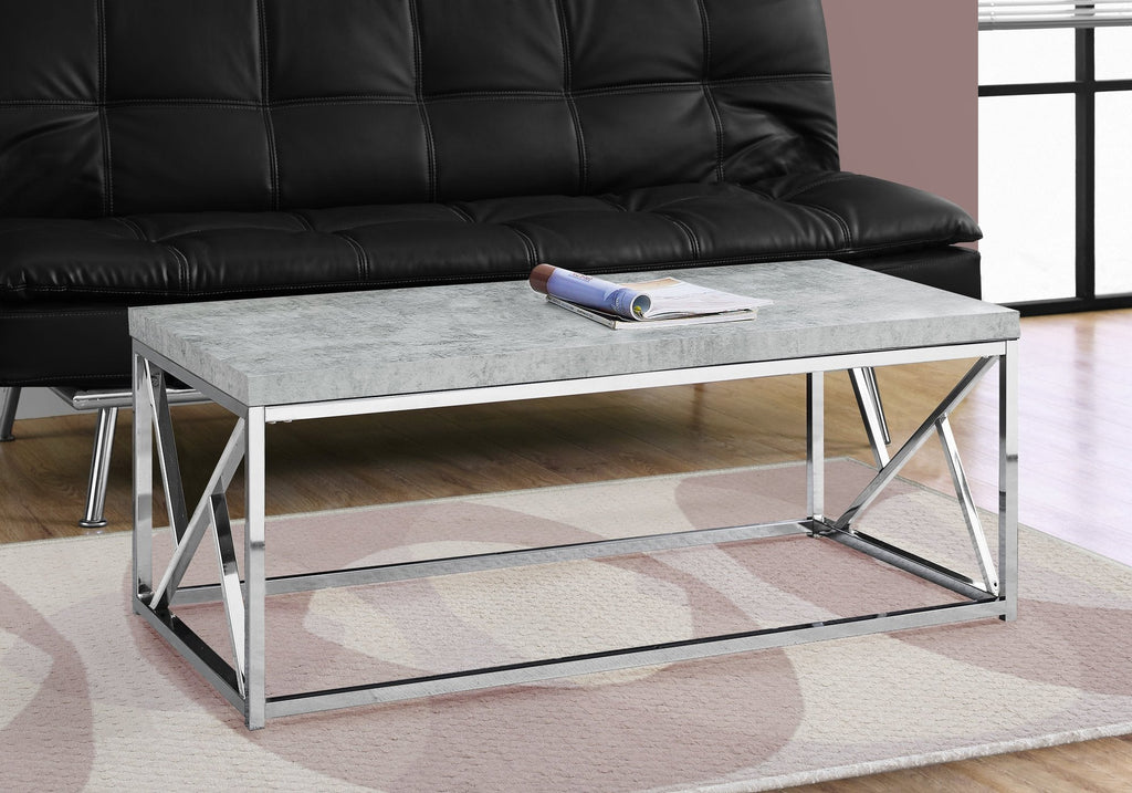 Monarch Specialties I 3375 Coffee Table, Accent, Cocktail, Rectangular, Living Room, 48"l, Metal, Laminate, Grey, Chrome, Contemporary, Modern - - Mounts For Less
