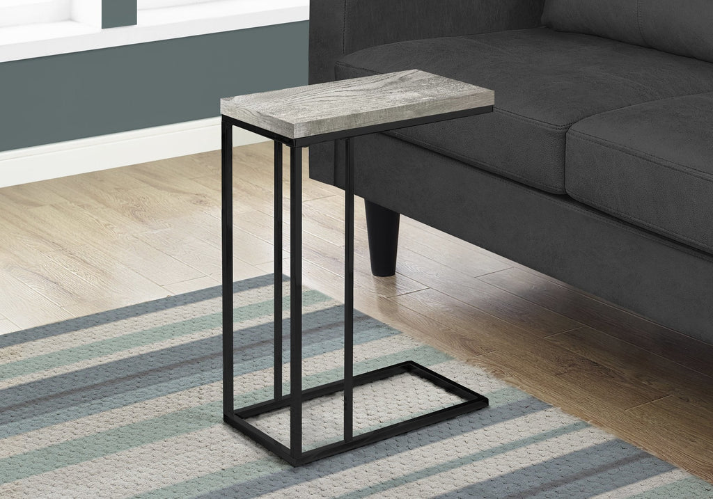 Monarch Specialties I 3404 Accent Table, C-shaped, End, Side, Snack, Living Room, Bedroom, Metal, Laminate, Grey, Black, Contemporary, Modern - - Mounts For Less