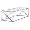 Monarch Specialties I 3440 Coffee Table, Accent, Cocktail, Rectangular, Living Room, 44"l, Metal, Tempered Glass, Chrome, Clear, Contemporary, Modern - - Mounts For Less