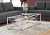Monarch Specialties I 3440 Coffee Table, Accent, Cocktail, Rectangular, Living Room, 44"l, Metal, Tempered Glass, Chrome, Clear, Contemporary, Modern - - Mounts For Less