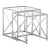 Monarch Specialties I 3441 Nesting Table, Set Of 2, Side, End, Accent, Living Room, Bedroom, Metal, Tempered Glass, Chrome, Clear, Contemporary, Modern - - Mounts For Less