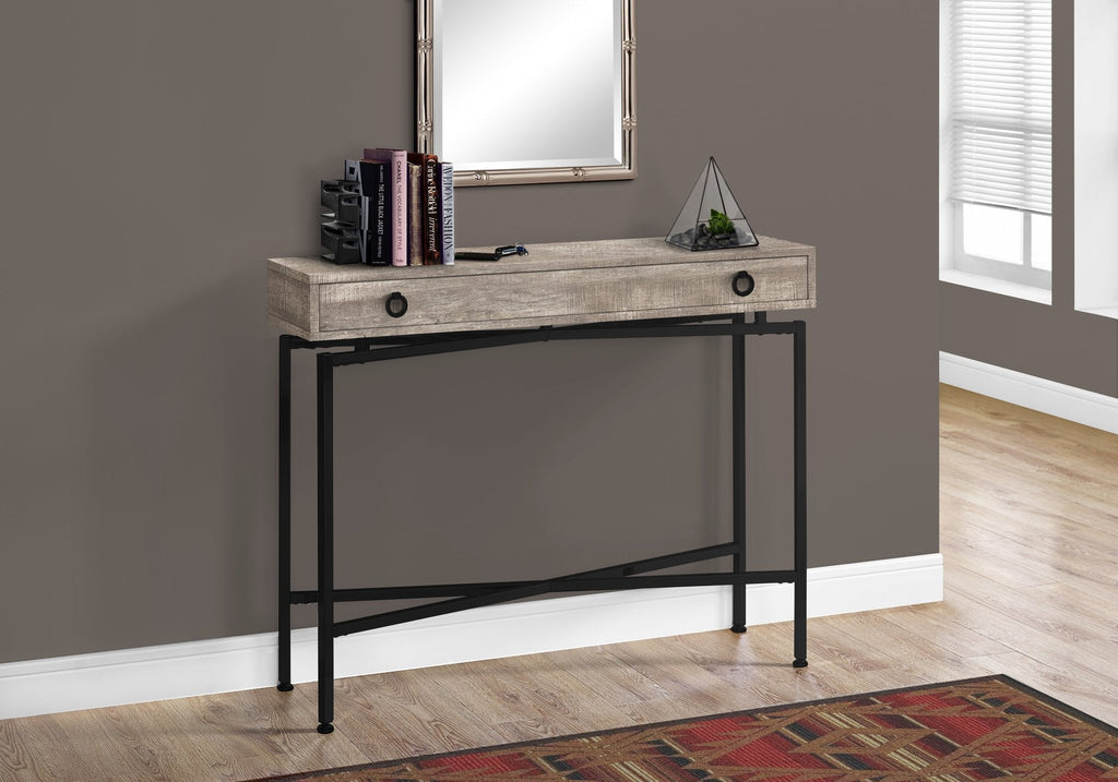 Monarch Specialties I 3455 Accent Table, Console, Entryway, Narrow, Sofa, Storage Drawer, Living Room, Bedroom, Metal, Laminate, Beige, Black, Contemporary, Modern - - Mounts For Less