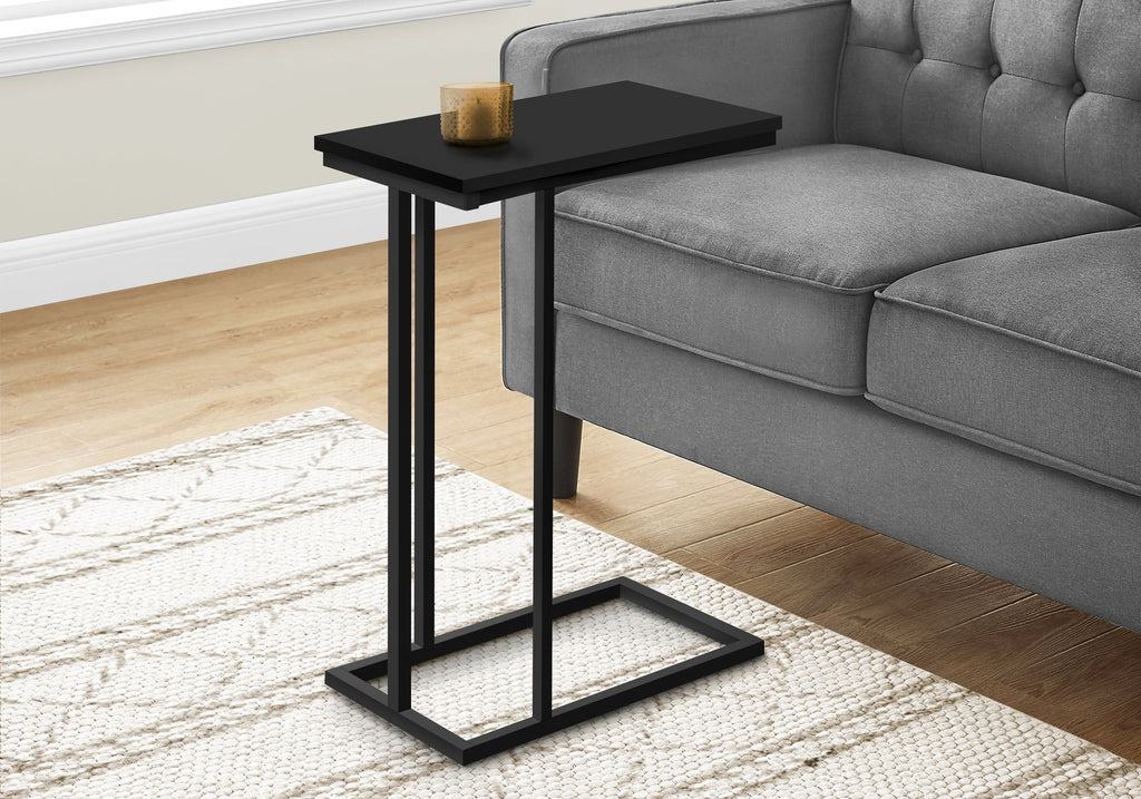Monarch Specialties I 3467 Accent Table, C-shaped, End, Side, Snack, Living Room, Bedroom, Metal, Laminate, Black, Contemporary, Modern - - Mounts For Less