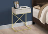 Monarch Specialties I 3473 Accent Table, Side, End, Nightstand, Lamp, Storage Drawer, Living Room, Bedroom, Metal, Laminate, Beige Marble Look, Gold, Contemporary, Modern - - Mounts For Less