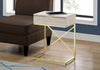 Monarch Specialties I 3473 Accent Table, Side, End, Nightstand, Lamp, Storage Drawer, Living Room, Bedroom, Metal, Laminate, Beige Marble Look, Gold, Contemporary, Modern - - Mounts For Less