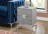 Monarch Specialties I 3491 Accent Table, Side, End, Nightstand, Lamp, Storage Drawer, Living Room, Bedroom, Metal, Laminate, Grey, Chrome, Contemporary, Modern - - Mounts For Less
