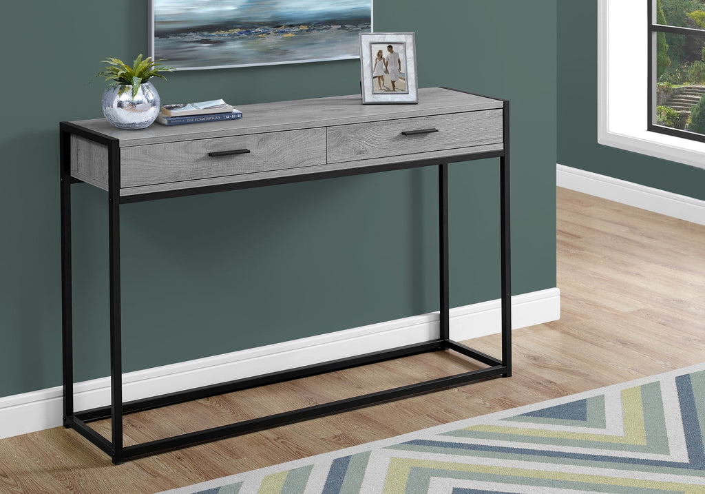 Monarch Specialties I 3510 Accent Table, Console, Entryway, Narrow, Sofa, Storage Drawer, Living Room, Bedroom, Metal, Laminate, Grey, Black, Contemporary, Modern - - Mounts For Less