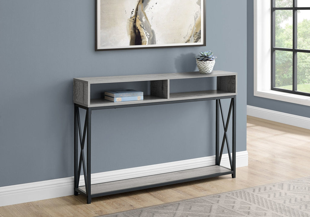 Monarch Specialties I 3572 Accent Table, Console, Entryway, Narrow, Sofa, Living Room, Bedroom, Metal, Laminate, Grey, Black, Contemporary, Modern - - Mounts For Less