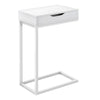 Monarch Specialties I 3601 Accent Table, C-shaped, End, Side, Snack, Storage Drawer, Living Room, Bedroom, Metal, Laminate, White, Contemporary, Modern - - Mounts For Less