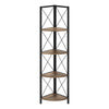 Monarch Specialties I 3646 Bookshelf, Bookcase, Etagere, Corner, 4 Tier, 60"h, Office, Bedroom, Metal, Laminate, Brown, Black, Contemporary, Modern - - Mounts For Less