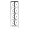 Monarch Specialties I 3651 Bookshelf, Bookcase, Etagere, Corner, 4 Tier, 60"h, Office, Bedroom, Metal, Laminate, White Marble Look, Black, Contemporary, Modern - - Mounts For Less