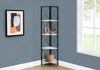 Monarch Specialties I 3651 Bookshelf, Bookcase, Etagere, Corner, 4 Tier, 60"h, Office, Bedroom, Metal, Laminate, White Marble Look, Black, Contemporary, Modern - - Mounts For Less