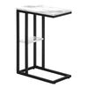 Monarch Specialties I 3675 Accent Table, C-shaped, End, Side, Snack, Living Room, Bedroom, Metal, Laminate, White Marble Look, Black, Contemporary, Modern - - Mounts For Less