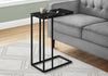 Monarch Specialties I 3763 Accent Table, C-shaped, End, Side, Snack, Living Room, Bedroom, Metal, Laminate, Black Marble Look, Contemporary, Modern - - Mounts For Less