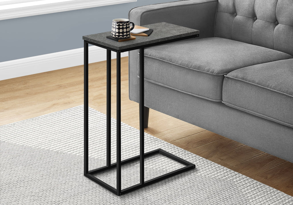 Monarch Specialties I 3765 Accent Table, C-shaped, End, Side, Snack, Living Room, Bedroom, Metal, Laminate, Grey, Black, Contemporary, Modern - - Mounts For Less
