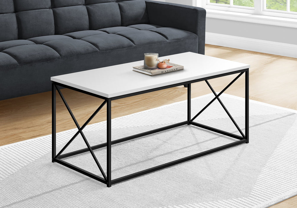 Monarch Specialties I 3780 Coffee Table, Accent, Cocktail, Rectangular, Living Room, 40"l, Metal, Laminate, White, Black, Contemporary, Modern - - Mounts For Less