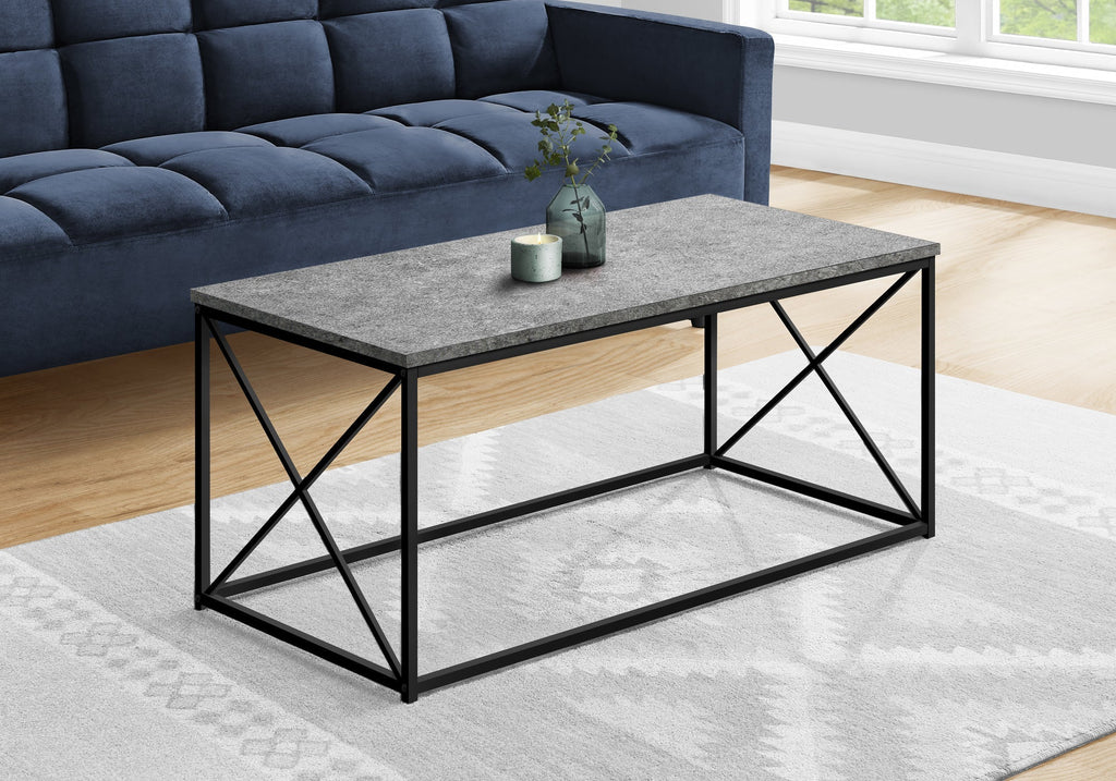 Monarch Specialties I 3785 Coffee Table, Accent, Cocktail, Rectangular, Living Room, 40"l, Metal, Laminate, Grey, Black, Contemporary, Modern - - Mounts For Less