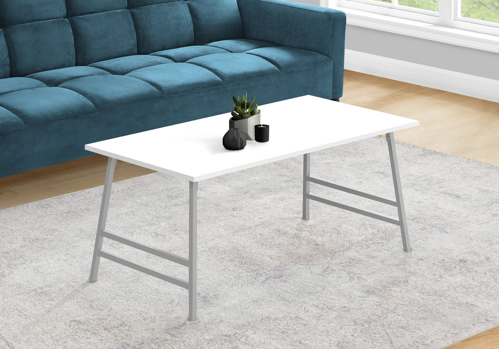 Monarch Specialties I 3790 Coffee Table, Accent, Cocktail, Rectangular, Living Room, 40"l, Metal, Laminate, White, Grey, Contemporary, Modern - - Mounts For Less
