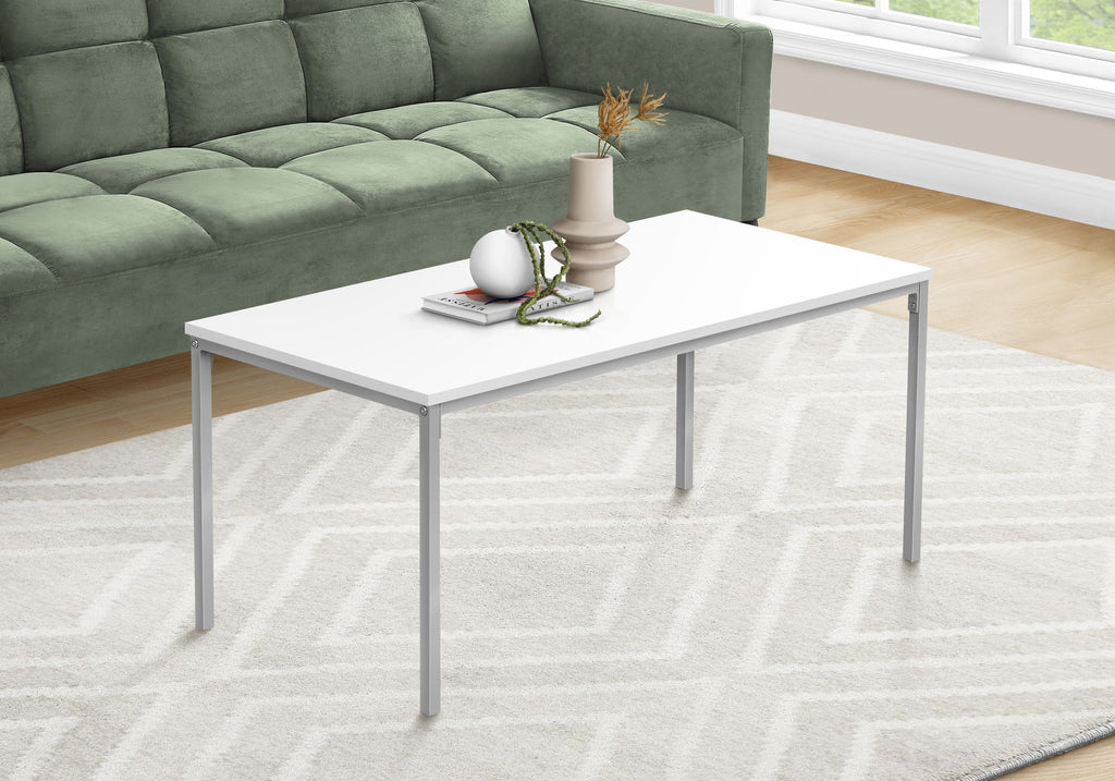 Monarch Specialties I 3795 Coffee Table, Accent, Cocktail, Rectangular, Living Room, 40"l, Metal, Laminate, White, Grey, Contemporary, Modern - - Mounts For Less
