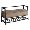 Monarch Specialties I 4501 Bench, Entryway, Hallway, Storage, 42" Rectangular, Metal, Laminate, Brown, Black, Contemporary, Modern - - Mounts For Less