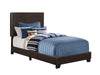 Monarch Specialties I 5910T Bed, Twin Size, Platform, Bedroom, Frame, Upholstered, Pu Leather Look, Wood Legs, Brown, Transitional - - Mounts For Less