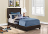 Monarch Specialties I 5910T Bed, Twin Size, Platform, Bedroom, Frame, Upholstered, Pu Leather Look, Wood Legs, Brown, Transitional - - Mounts For Less