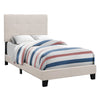 Monarch Specialties I 5921T Bed, Twin Size, Platform, Teen, Frame, Upholstered, Linen Look, Wood Legs, Beige, Black, Transitional - - Mounts For Less
