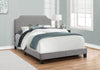 Monarch Specialties I 5925F Bed, Full Size, Platform, Bedroom, Frame, Upholstered, Linen Look, Wood Legs, Grey, Chrome, Transitional - - Mounts For Less