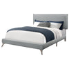Monarch Specialties I 5950Q Bed, Queen Size, Platform, Bedroom, Frame, Upholstered, Linen Look, Metal Legs, Grey, Chrome, Contemporary, Modern - - Mounts For Less