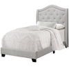Monarch Specialties I 5967T Bed, Twin Size, Platform, Teen, Frame, Upholstered, Velvet, Wood Legs, Grey, Traditional - - Mounts For Less