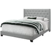 Monarch Specialties I 5984Q Bed, Queen Size, Platform, Bedroom, Frame, Upholstered, Linen Look, Wood Legs, Grey, Chrome, Transitional - - Mounts For Less