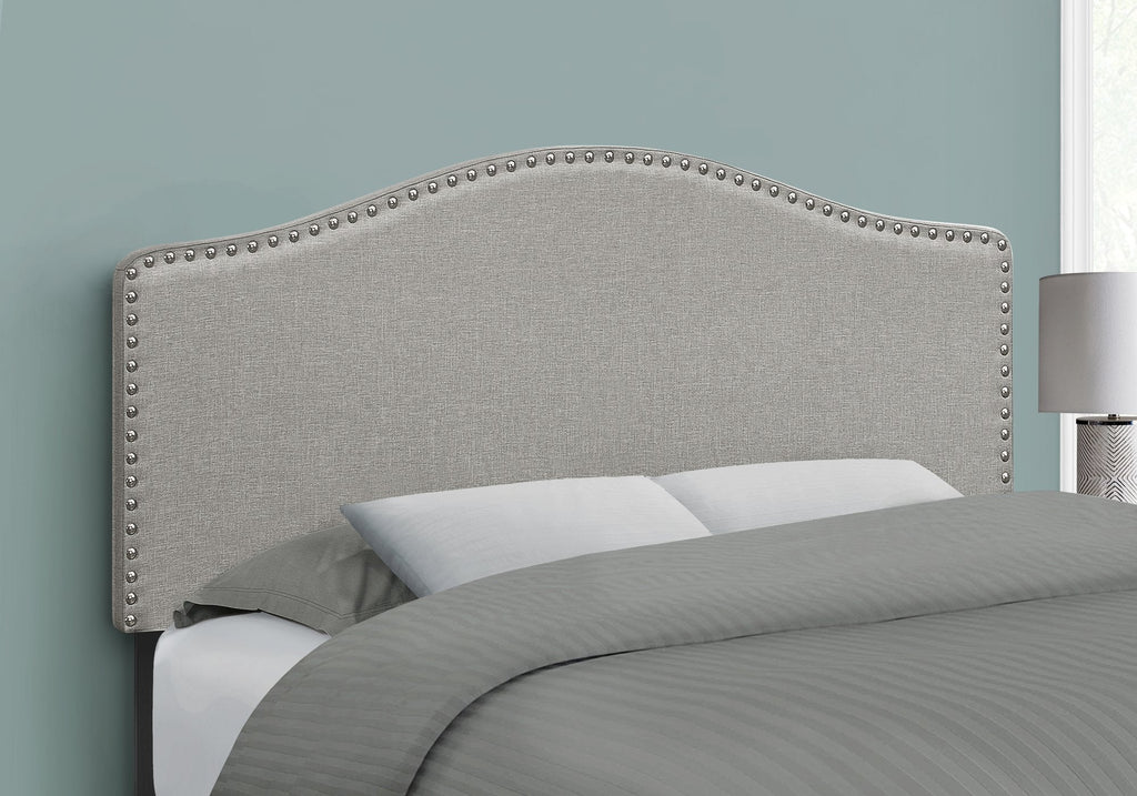 Monarch Specialties I 6013F Bed, Headboard Only, Full Size, Bedroom, Upholstered, Linen Look, Grey, Transitional - - Mounts For Less